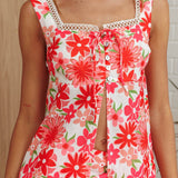 Always Together Button Bust Top Floral Pink
