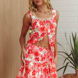 Always Together Button Bust Top Floral Pink