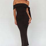 Aurora Sky Off-Shoulder Tie Maxi Dress Black