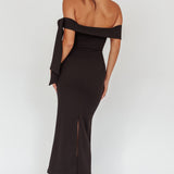 Aurora Sky Off-Shoulder Tie Maxi Dress Black