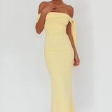 Aurora Sky Off-Shoulder Tie Maxi Dress Lemon