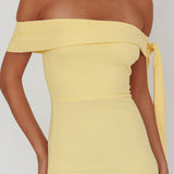 Aurora Sky Off-Shoulder Tie Maxi Dress Lemon