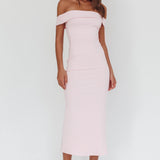 Aurora Sky Off-Shoulder Tie Maxi Dress Pink