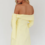 Aurora Sky Off-Shoulder Tie Mini Dress Lemon