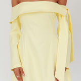 Aurora Sky Off-Shoulder Tie Mini Dress Lemon