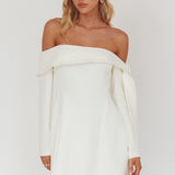Aurora Sky Off-Shoulder Tie Mini Dress White