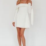 Aurora Sky Off-Shoulder Tie Mini Dress White