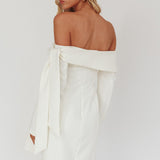Aurora Sky Off-Shoulder Tie Mini Dress White