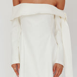 Aurora Sky Off-Shoulder Tie Mini Dress White