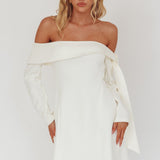Aurora Sky Off-Shoulder Tie Mini Dress White