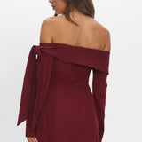 Aurora Sky Off-Shoulder Tie Mini Dress Wine