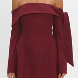 Aurora Sky Off-Shoulder Tie Mini Dress Wine