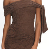 Aurora Sky Off-Shoulder Tie Maxi Dress Lace Chocolate