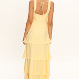Khlara V-Neck Frill Trim Maxi Dress Butter