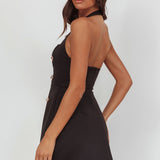 Hendrix Halterneck A-Line Mini Dress Sequin Flower Black