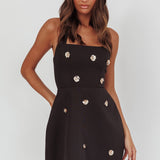 Hendrix Halterneck A-Line Mini Dress Sequin Flower Black