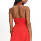 Hendrix Halterneck A-Line Mini Dress Sequin Flower Red