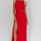 Firelights Lace-Up Back Maxi Dress Red