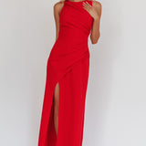 Firelights Lace-Up Back Maxi Dress Red