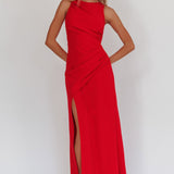 Firelights Lace-Up Back Maxi Dress Red