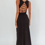 Firelights Lace-Up Back Maxi Dress Black