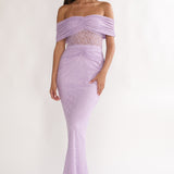 Silver Moon Off-Shoulder Maxi Dress Lilac