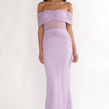 Silver Moon Off-Shoulder Maxi Dress Lilac