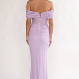 Silver Moon Off-Shoulder Maxi Dress Lilac