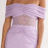 Silver Moon Off-Shoulder Maxi Dress Lilac