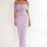 Silver Moon Off-Shoulder Maxi Dress Lilac