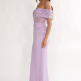 Silver Moon Off-Shoulder Maxi Dress Lilac