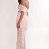 Silver Moon Off-Shoulder Maxi Dress Floral Pink