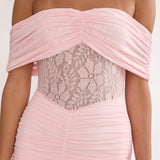 Silver Moon Off-Shoulder Maxi Dress Floral Pink