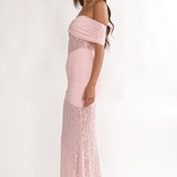 Silver Moon Off-Shoulder Maxi Dress Floral Pink