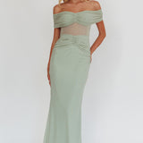 Silver Moon Off-Shoulder Maxi Dress Sage