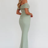 Silver Moon Off-Shoulder Maxi Dress Sage