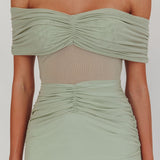Silver Moon Off-Shoulder Maxi Dress Sage