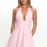 As It Was Halterneck A-Line Mini Dress Pink
