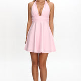 As It Was Halterneck A-Line Mini Dress Pink