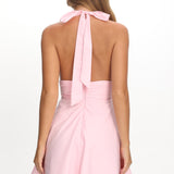 As It Was Halterneck A-Line Mini Dress Pink
