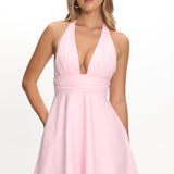 As It Was Halterneck A-Line Mini Dress Pink