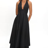 As It Was Halterneck A-Line Maxi Dress Black