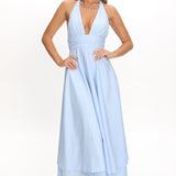 As It Was Halterneck A-Line Maxi Dress Light Blue