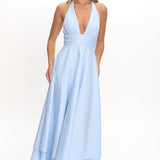 As It Was Halterneck A-Line Maxi Dress Light Blue