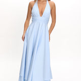 As It Was Halterneck A-Line Maxi Dress Light Blue