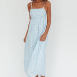 Shirley Square Neckline Maxi Dress Print Light Blue