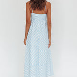 Shirley Square Neckline Maxi Dress Print Light Blue