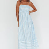 Shirley Square Neckline Maxi Dress Print Light Blue