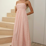 Shirley Square Neckline Maxi Dress Print Orange