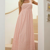 Shirley Square Neckline Maxi Dress Print Orange